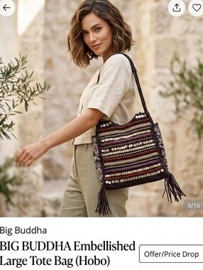 🐺BIG BUDDHA Embellished Large Tote Bag (Hobo)